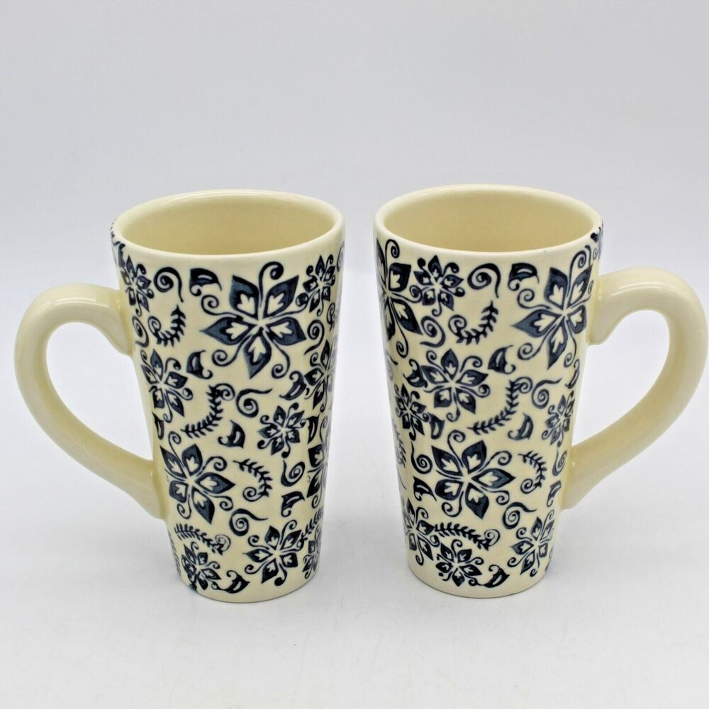 Teapot & 4 Tall Cups Blue Floral Tea Set with Loose Tea Filter Vintage Boxed - Picture 11 of 16